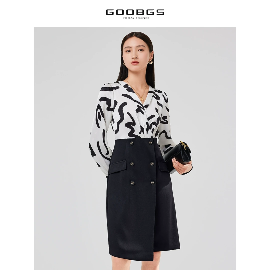 【小余专属】谷邦GOOBGS V领印花连衣裙 G3141682