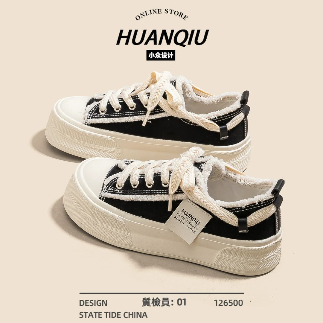 环球厚底帆布鞋女款2025春秋新款百搭爆款鞋子女休闲学生板鞋女鞋