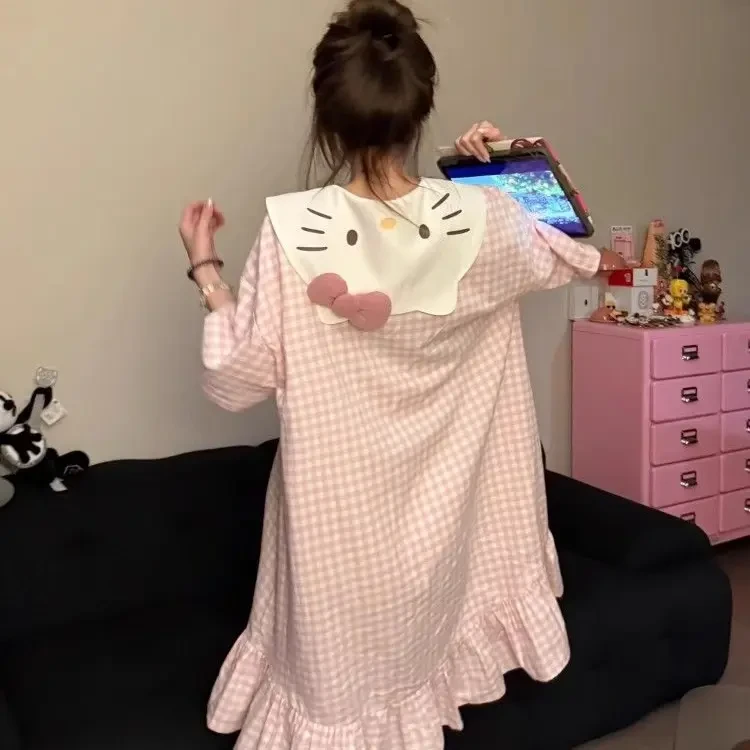 hellokitty凯蒂猫睡裙女款夏季棉短袖可爱大码睡衣家居服可外穿