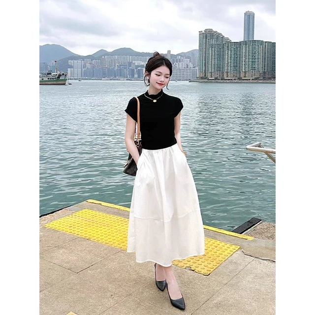 夏装绝美穿搭一整套韩系休闲修身显瘦T恤上衣半身裙子两件套装女