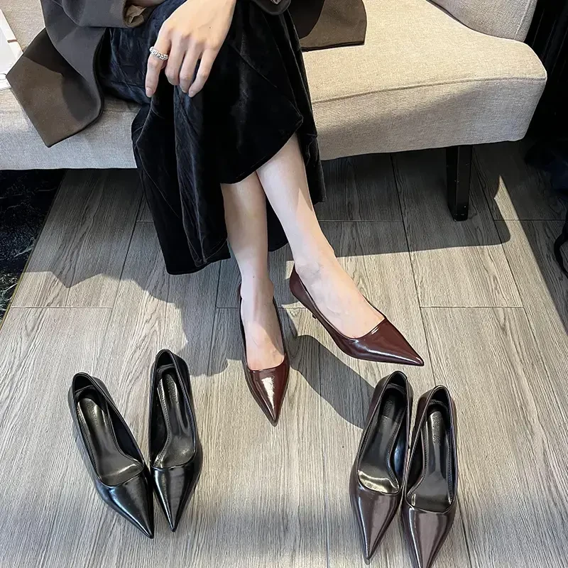 绝美雅丹风尖头细跟高跟鞋女洋气高级不累脚时尚百搭气质鞋子