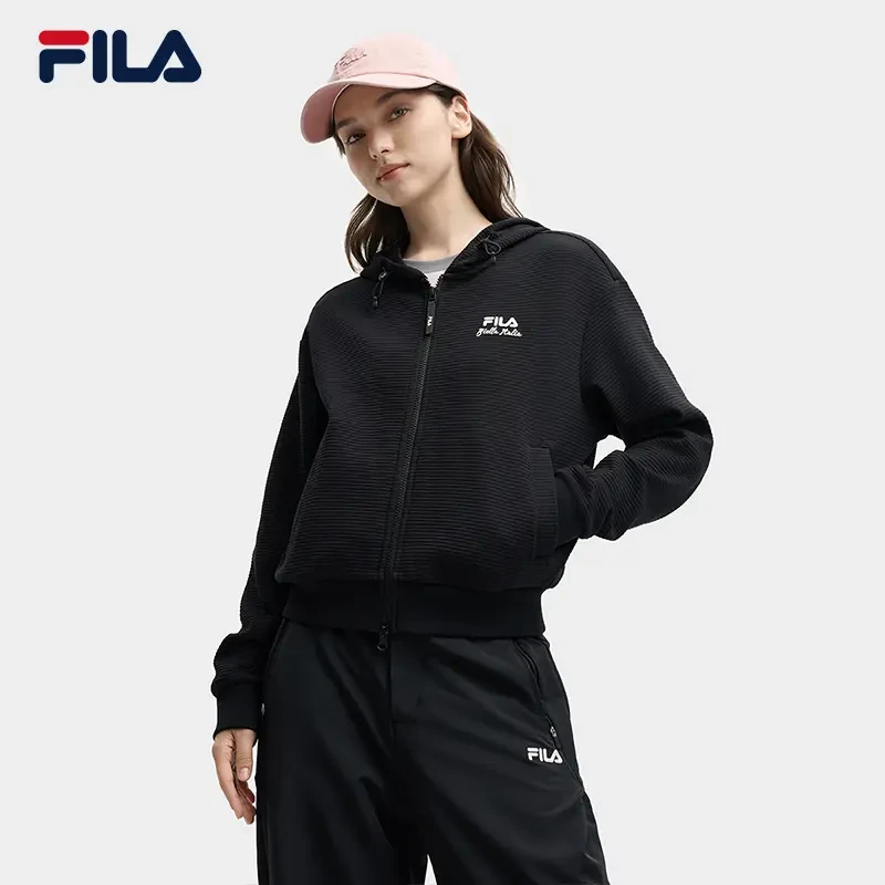 Fila/斐乐女【宽松舒适】秋季新款运动休闲针织连帽外套F11W539502F