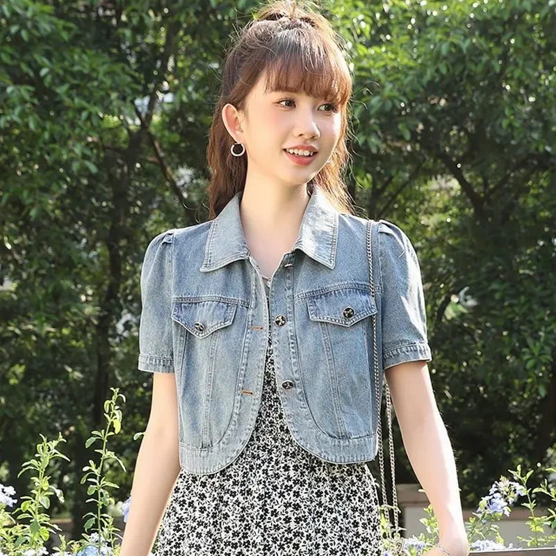 2025年小众复古港味短袖牛仔短外套时尚夏季新款小个子洋气衣服女