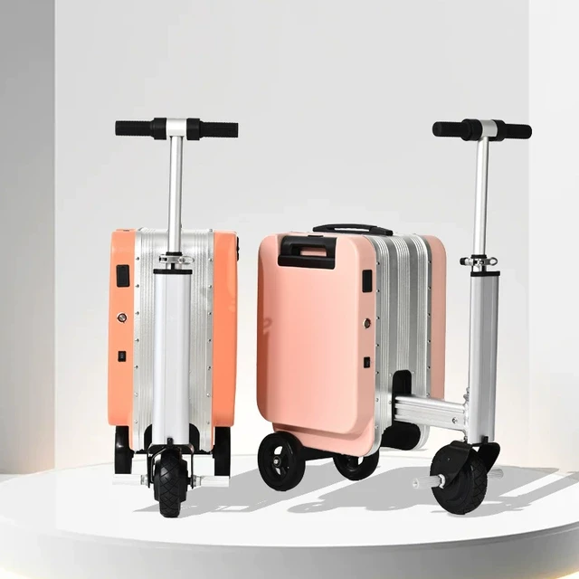 多功能电动骑行行李箱20寸代步可登机密码旅行箱前开盖拉杆皮箱女