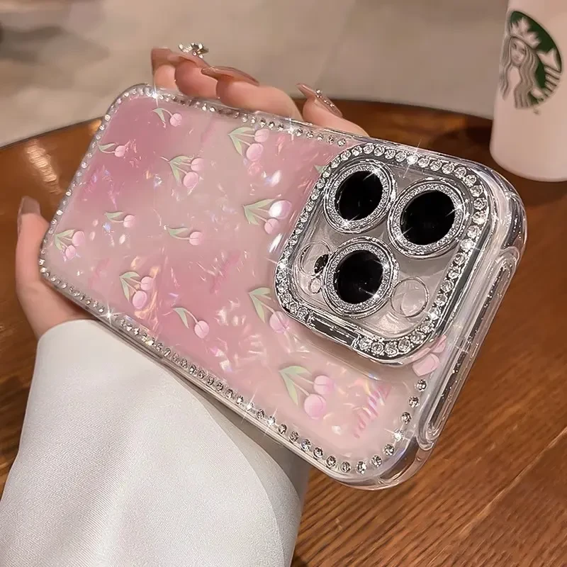 ins风郁金香适用苹果16Pro手机壳新款iPhone15Promax镜头膜支架