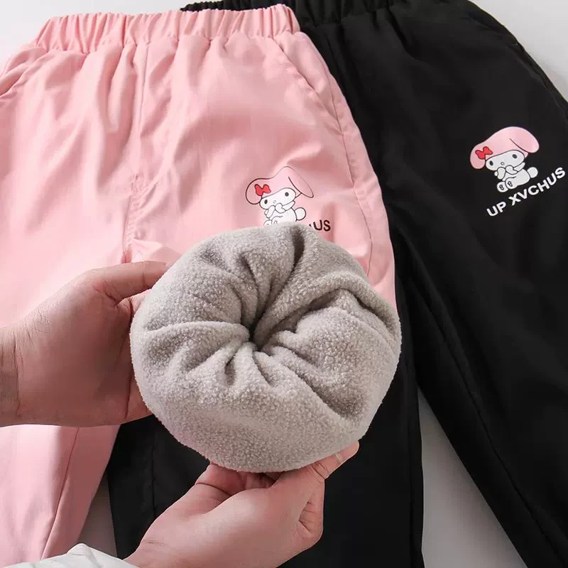 女童加绒裤子秋冬款2025新款儿童冬季冲锋裤休闲裤女孩冬装运动裤