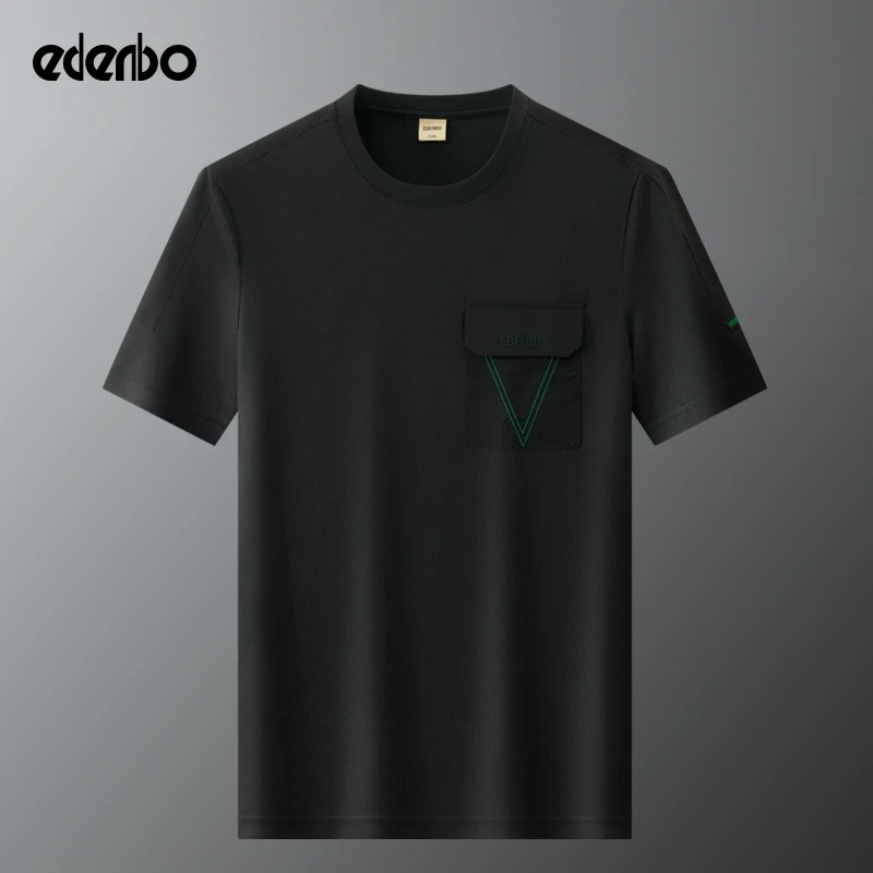 【商场同款】爱登堡短袖男款夏季2025新款高级感黑色圆领百搭T恤衫