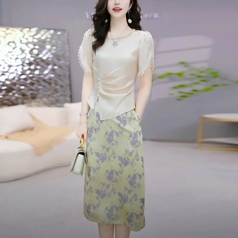 轻奢气质高贵夏季裙子套装女装新款2025爆款洋气显瘦两件套连衣裙