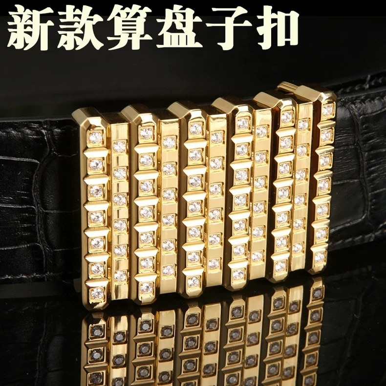 新款史蒂芬豹头鹰头男士腰带钢扣镶钻裤带男装牛皮平滑扣皮带938