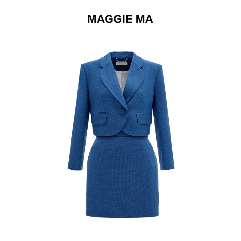 MAGGIE MA马婧设计师款经典时尚气质小西装包臀短款套装裙女250D