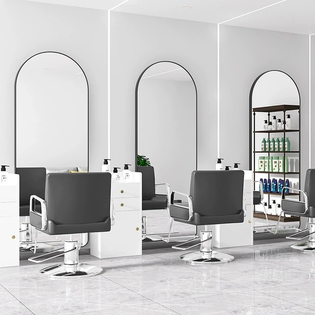 简约理发店大镜子发廊专用拱形单面镜台网红贴墙壁挂美发店烫染镜