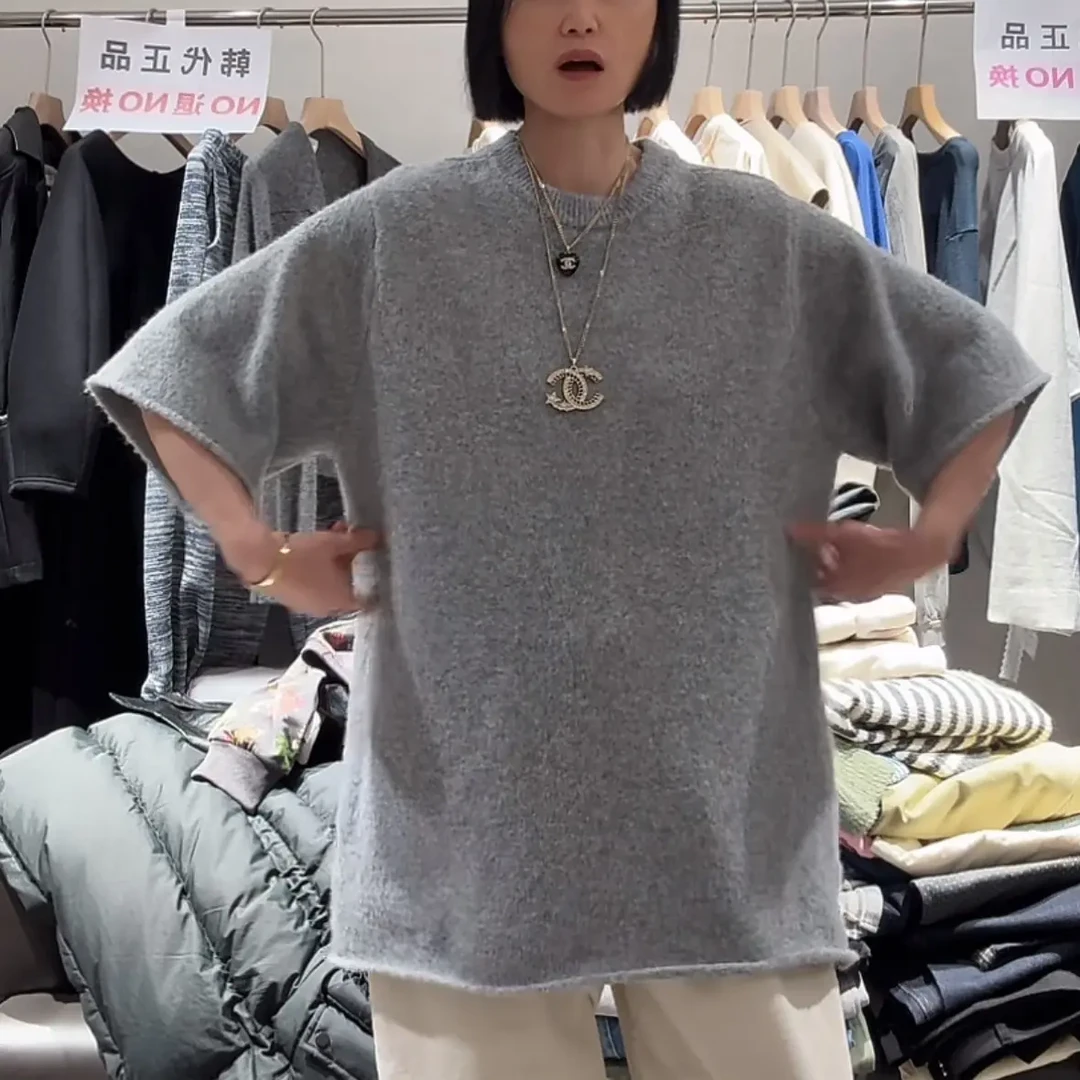 舜  韩国东大门正品灰色毛衣