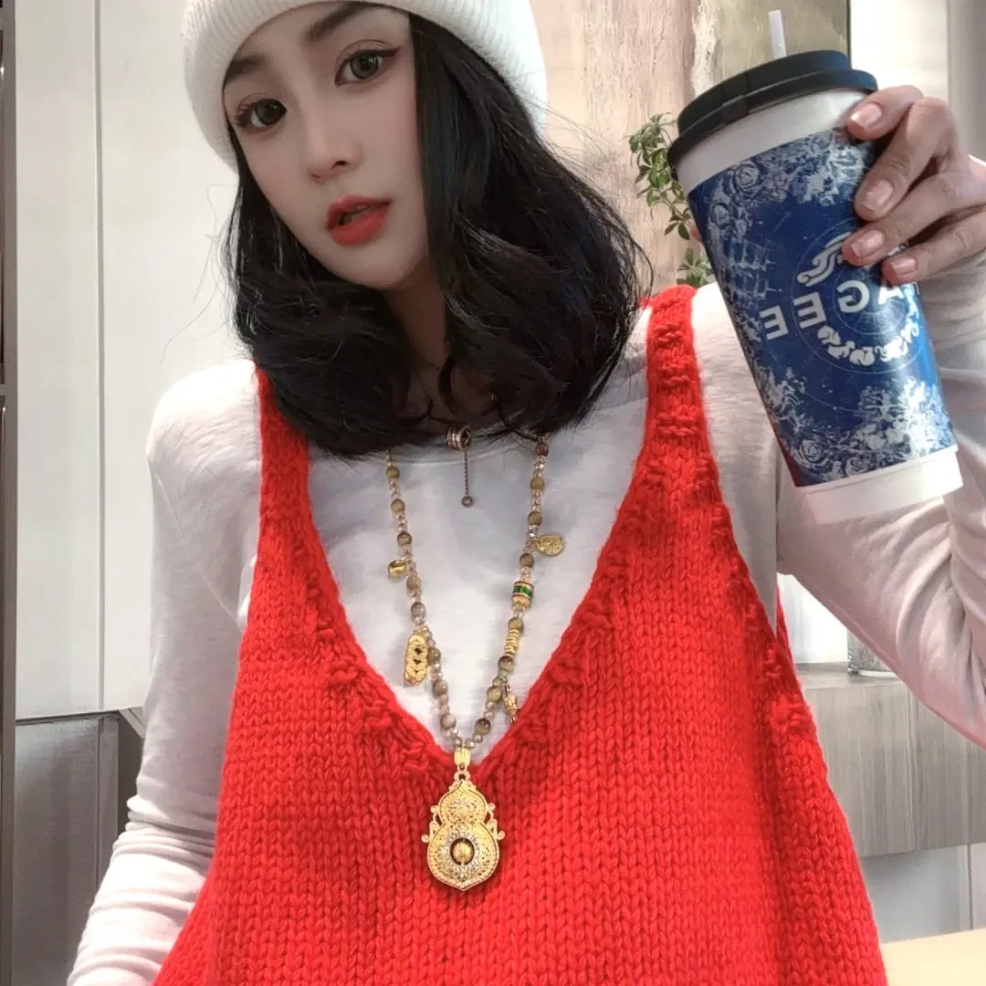 法式小众设计感针织吊带背心女显瘦洋气百搭彩色202