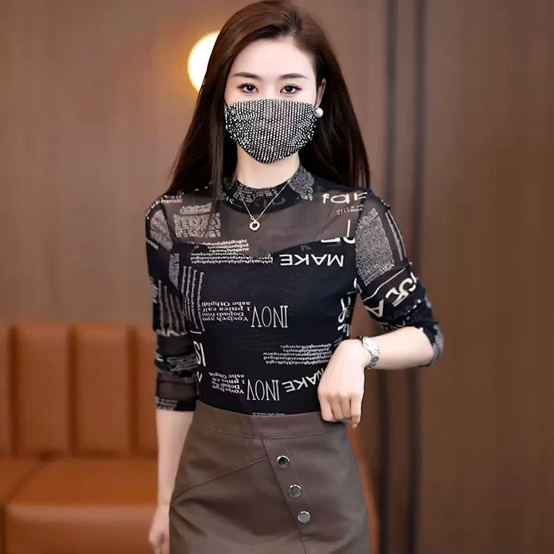 爆款打底衫女透视网纱T恤2025秋季新款小个子t恤早秋上衣洋气小衫