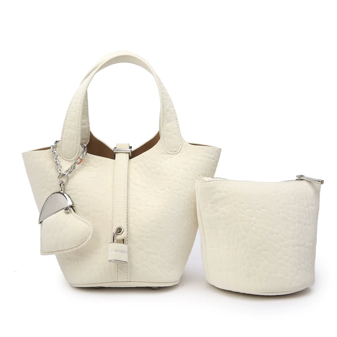 简约单肩手提潮流女包1835#米白【SS】