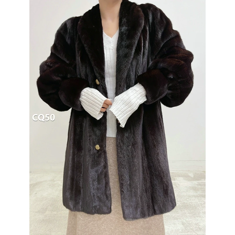 【CQ50】XL码 棕黑色宝嘉美貂皮外套水貂（肩43胸112衣91袖62）