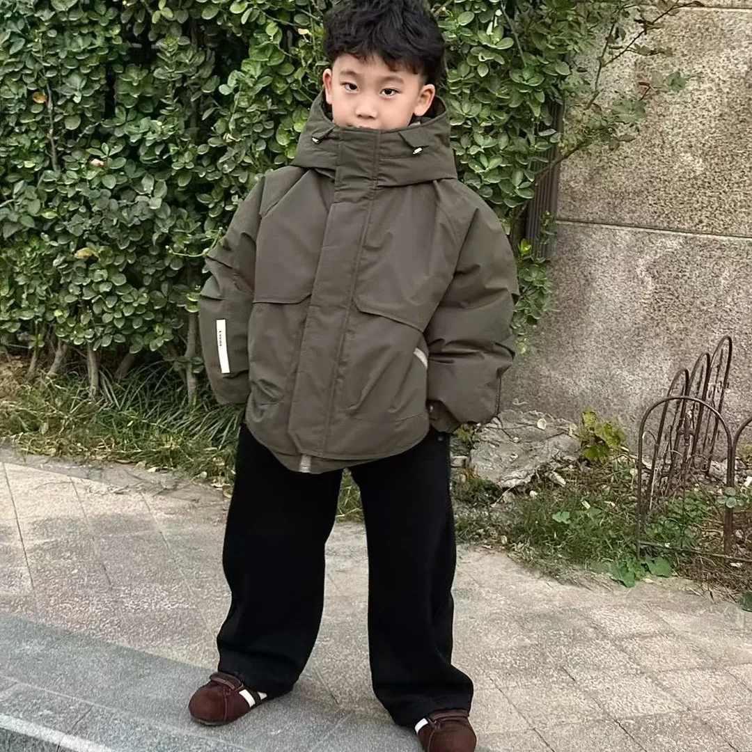 2025冬季新款男女童加厚连帽韩版休闲鸭绒羽绒服中大童外套611
