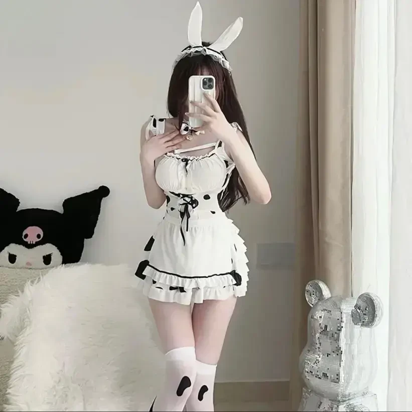 网红新款睡裙可爱兔子睡衣穿搭套装纯欲风短款JK公主装女士高颜值