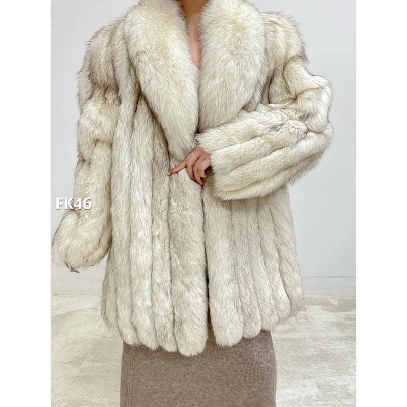 【FK46】XL码 雪狐竖纹狐狸毛外套大衣（肩45胸114衣82袖59）