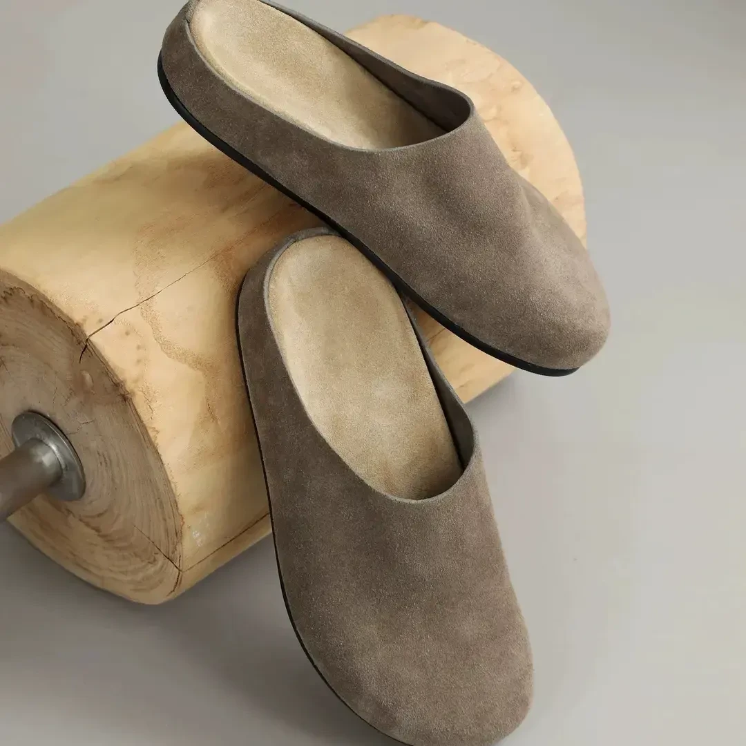 【RA02】2024新款牛反绒勃肯穆勒半拖清凉透气穿搭包头软底舒适拖鞋