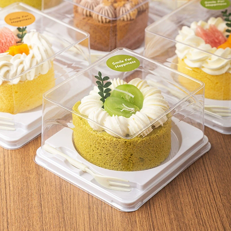 4英寸蛋糕盒切块蛋糕卷包装盒小西点圆底慕斯盒甜品打包盒子透明