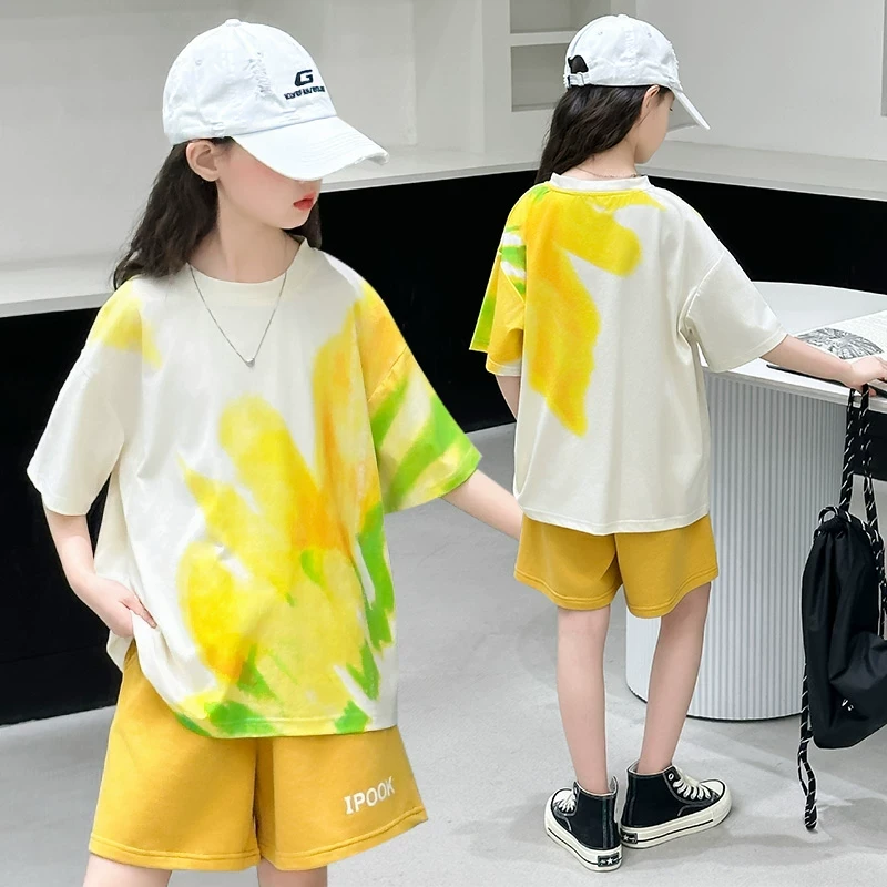 女童夏装套装新款2025中大童洋气运动短袖短裤薄款夏季时髦两件套