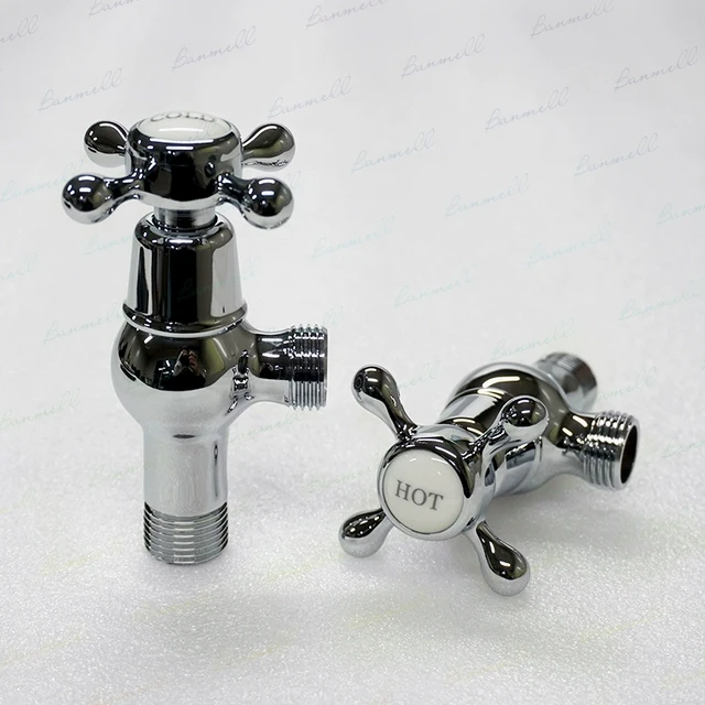 banmell精美十字陶瓷把手开关别墅用4分法式复古三角阀美式止水阀