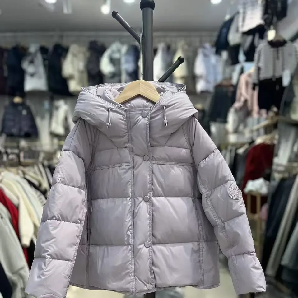 连帽短款泡芙女童羽绒服加厚保暖白鸭绒韩版百搭冬季外套显白潮流