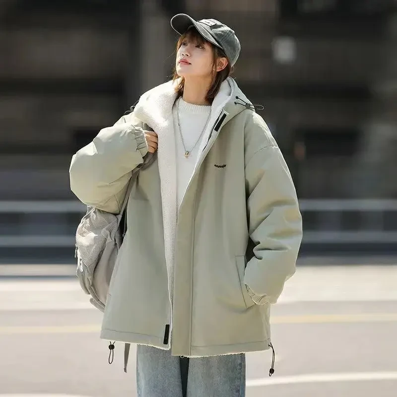 男生双面穿设计感加厚棉服女秋冬季港风复古宽松百搭情侣棉袄外套