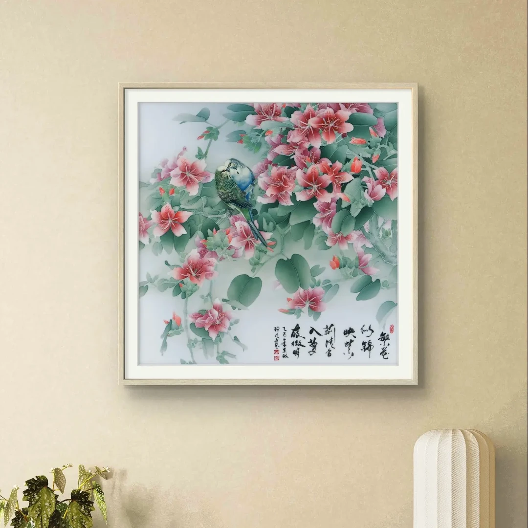 宋玲凡繁花似锦釉下五彩瓷板画