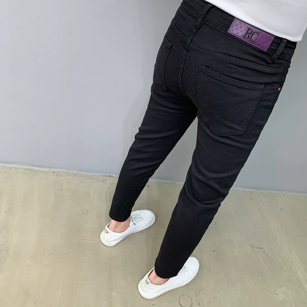 新款黑色九分牛仔裤男2025新款百搭弹力小脚裤潮流秋季韩版修身