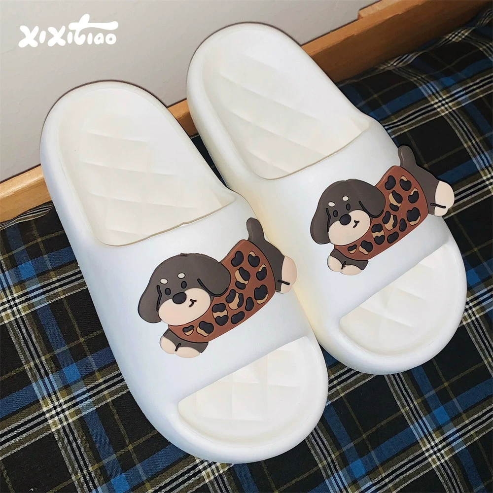 细细条 趣味豹纹小狗情侣凉拖室内浴室防滑防臭EVA男女凉拖鞋夏季