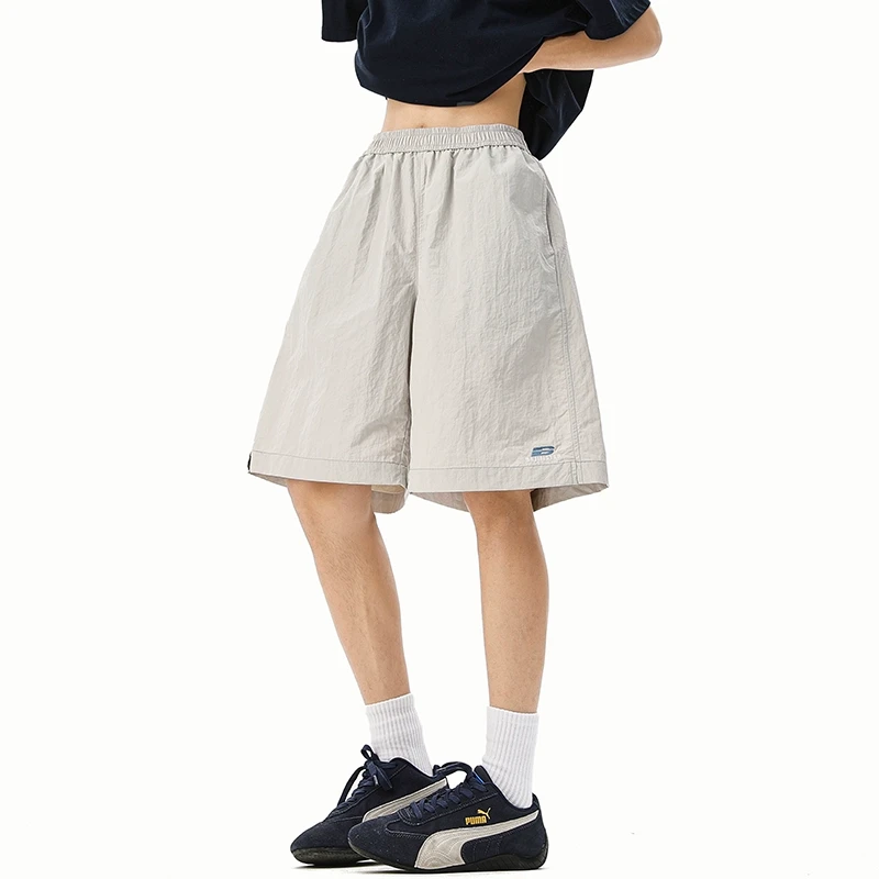 宽松速干青年夏季中腰无弹力运动五分裤百搭棉涤混纺潮流款