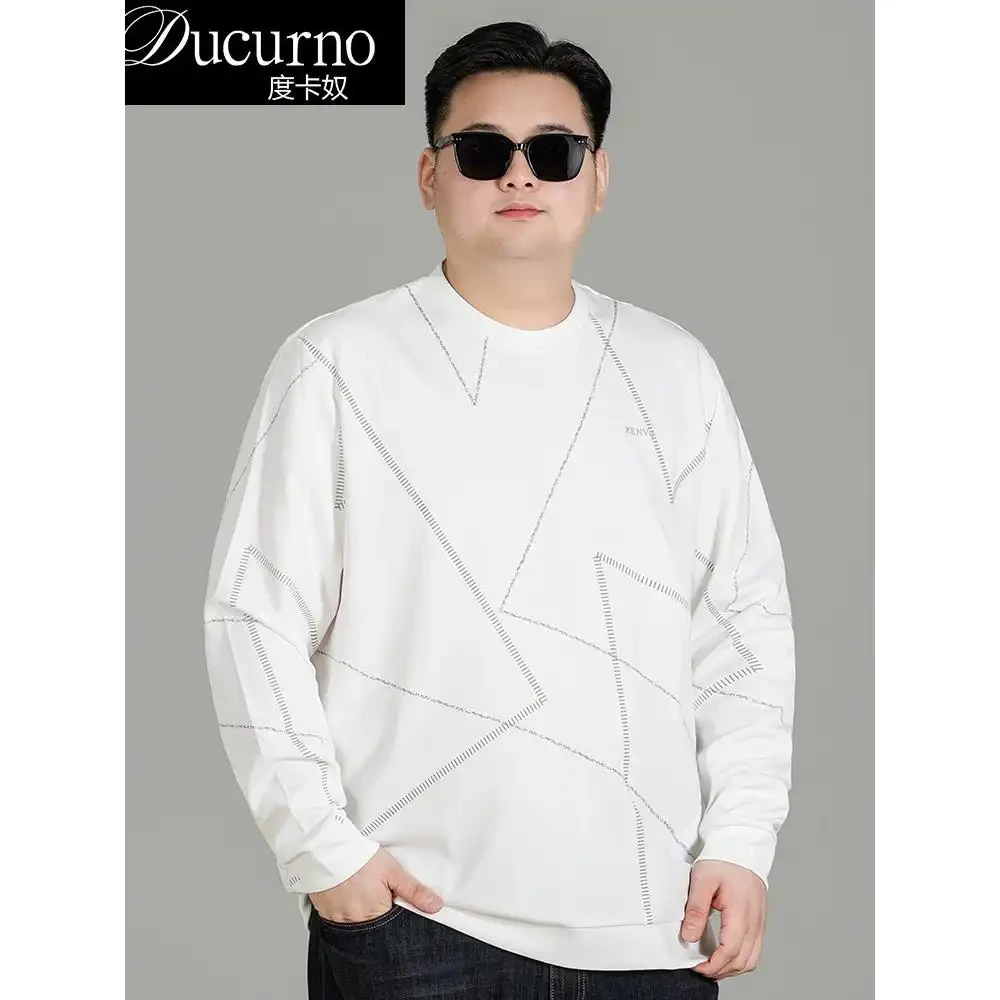 春秋装圆领运动棉质长袖卫衣男士时尚新款上衣胖子宽松休闲加大码