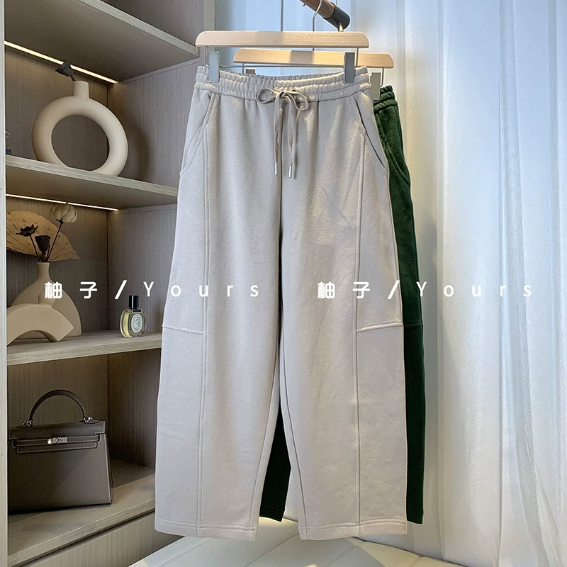 柚子yours【美式休闲】冬季新品立裁解构分割松弛腔调休闲弯刀裤