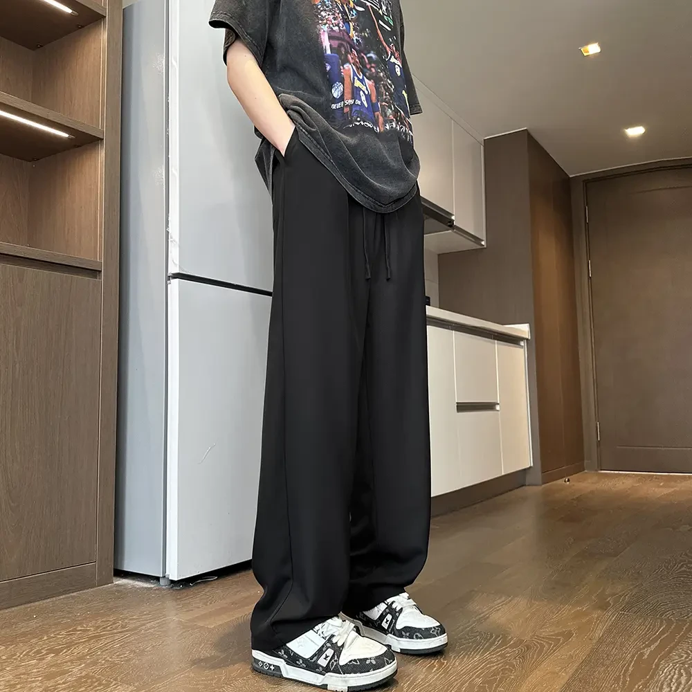 冰丝裤垂感西裤男夏季cleanfit美式潮牌宽松直筒阔腿休闲长裤子