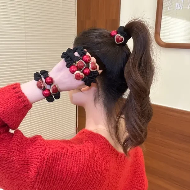小蕊 轻奢韩版红豆小肠发圈丸子头马尾发绳2024新款时尚发圈气质