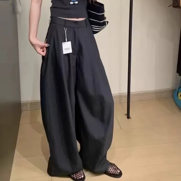 黑色阔腿西装裤女秋季新款大码高腰显瘦百搭垂感直筒休闲裤子宽松