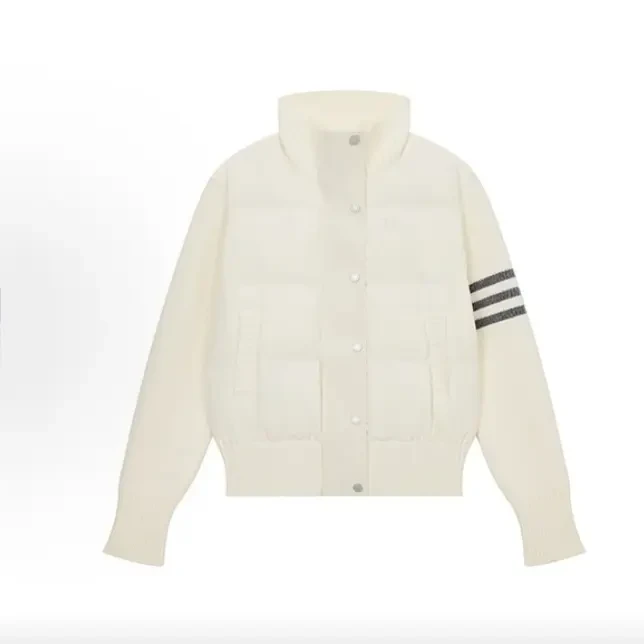 正肩百搭针织袖立领设计时尚质感纯色潮牌外套保暖抗寒休闲舒适