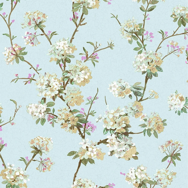 美国约克纯纸美式乡村田园花卧室客厅电视沙发背景墙壁纸AB版现货