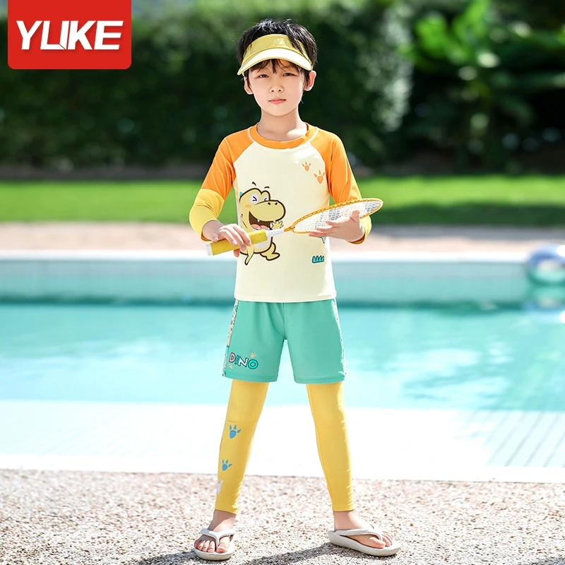 德国儿童泳衣男童冬季长袖防晒游泳衣2025新款分体中大童