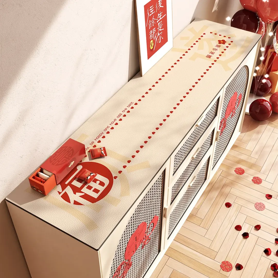 新款桌布免洗防油防水餐边柜玄关鞋柜垫高级喜庆电视柜台面保护垫