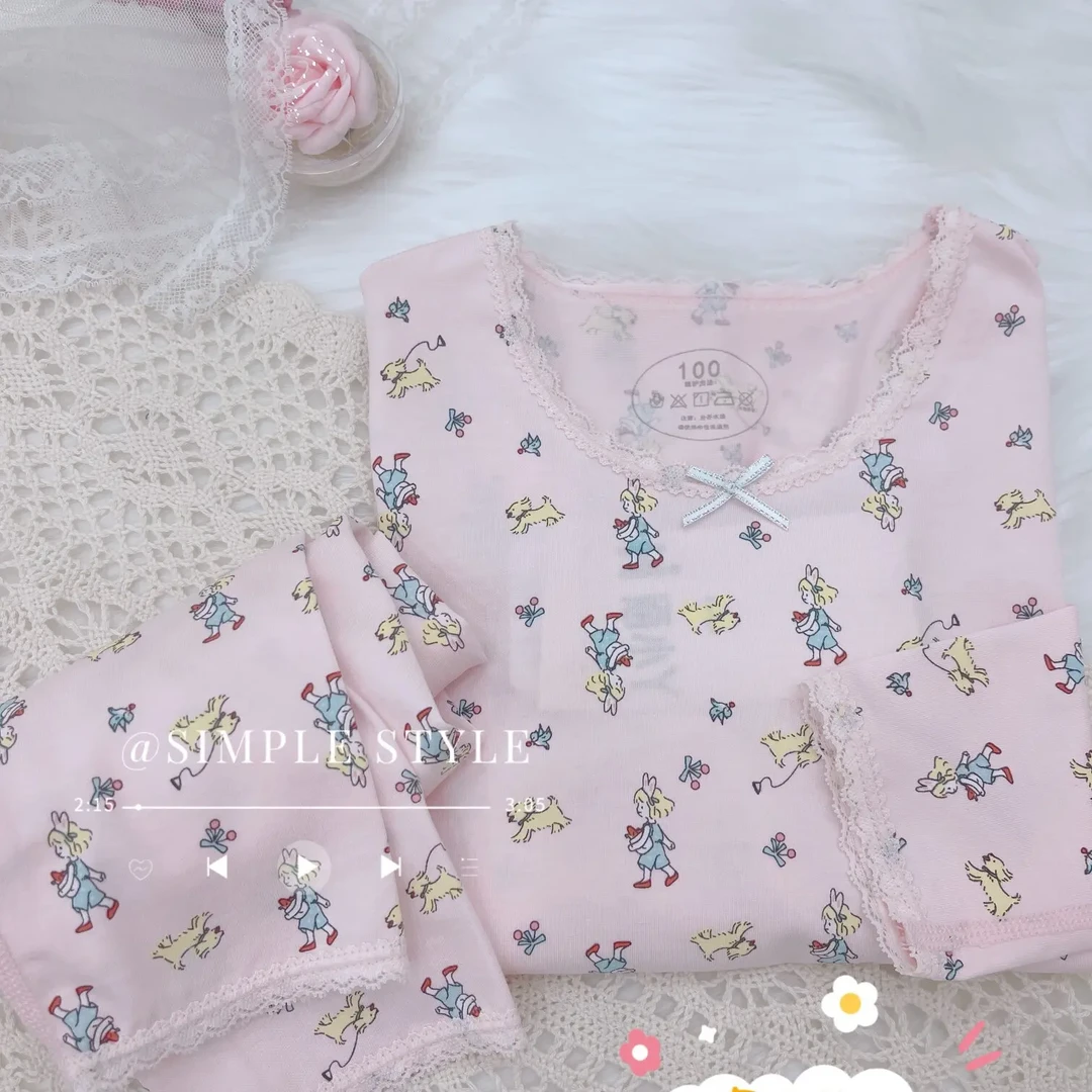 【海小丫正品】莱卡天丝棉家居服套装女童秋衣秋裤柔软亲肤卡码拍大