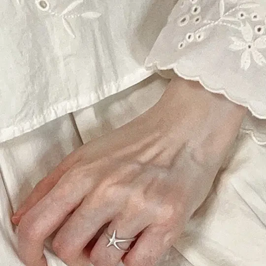 钨金戒指 哑光海星戒指女小众设计冷淡风双层戒轻奢高级感指环