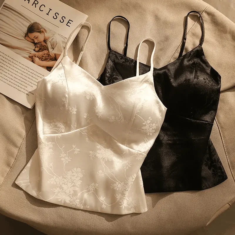 爆款新中式新款吊带背心女国风提花可外穿气质修身短款内搭上衣女