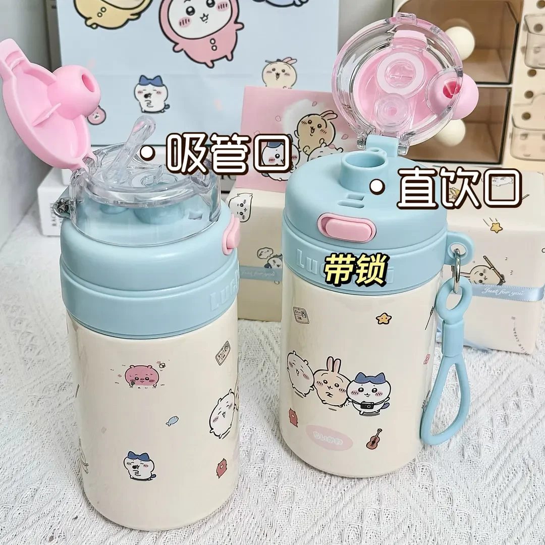 吉伊卡哇保温杯新款316不锈钢乌萨奇双饮吸管水杯学生大容量杯子
