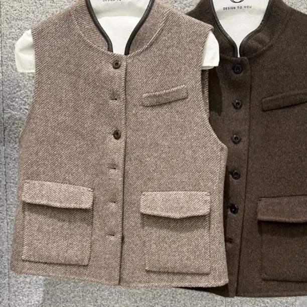 2026A8896老钱风单排扣女士马甲