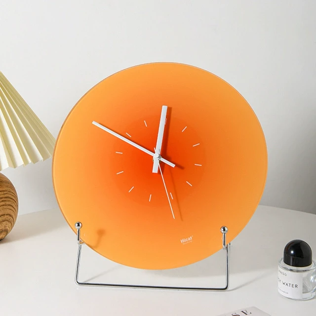 北欧日落挂钟装饰摆件玻璃表ins风简约创意客厅墙免打孔落日时钟