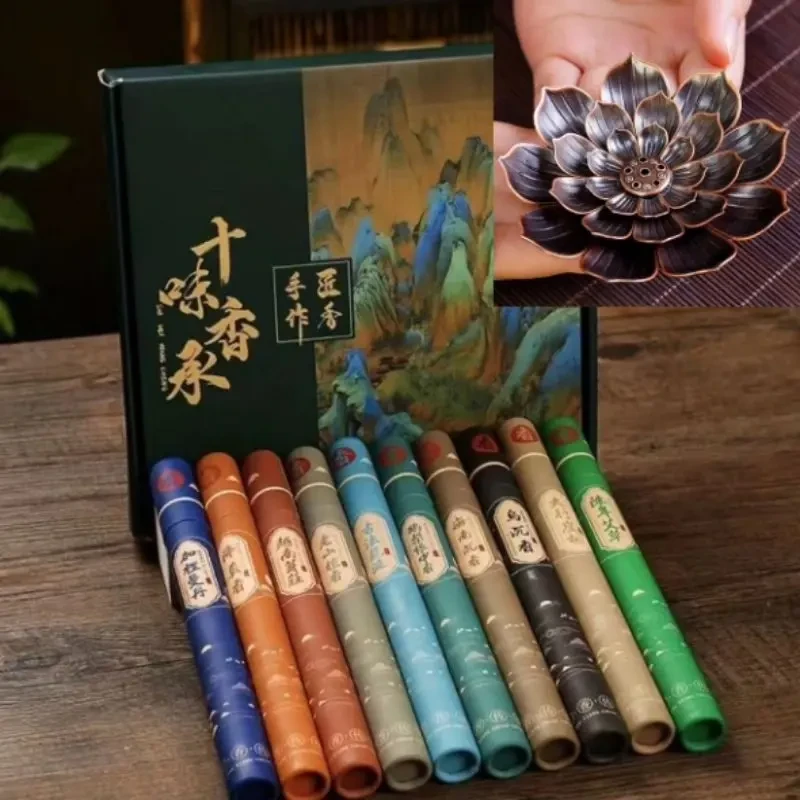 十味香承线香檀香沉香鹅梨帐中香古方线香合香家用带香插zhtj0019