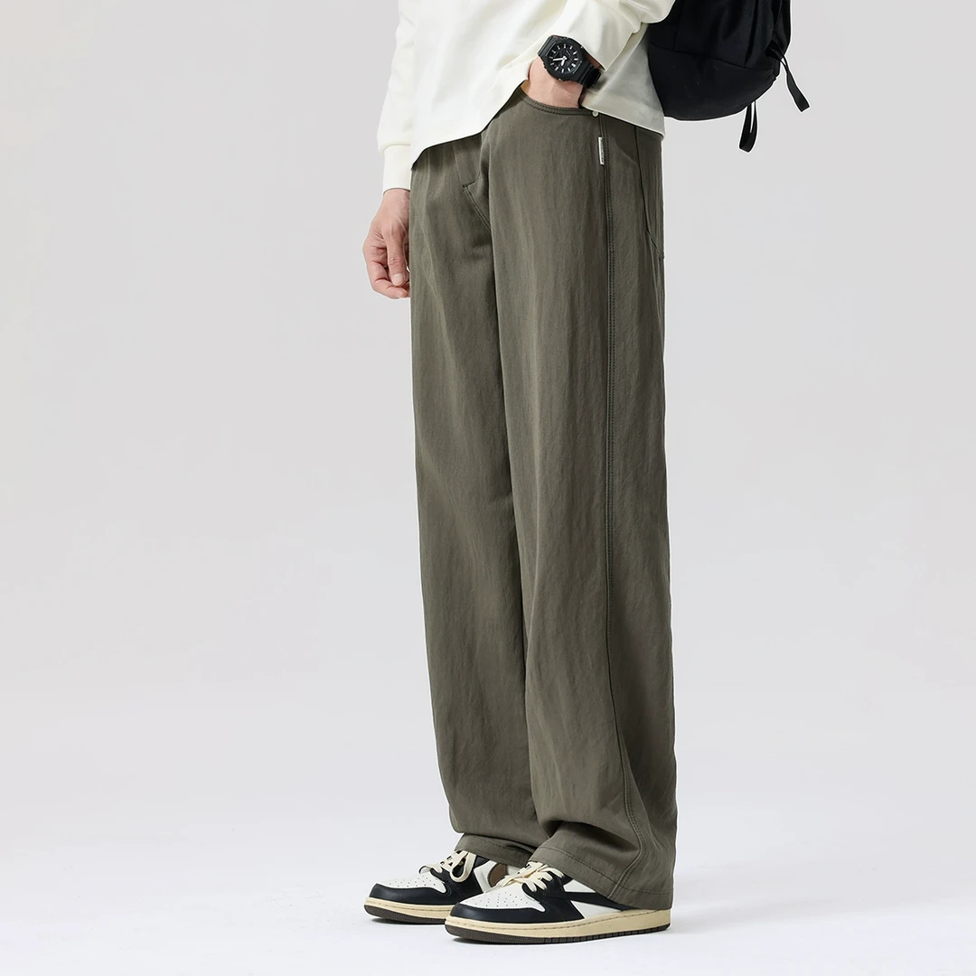 布衣传说垂感直筒男裤子男生春季新款百搭宽松阔腿拖地休闲长裤潮